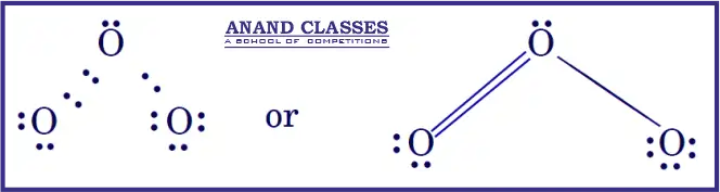 Lewis structure of Ozone molecule .Each oxygen atom has an octet of electrons. According to this structure, there is one single bond (O – O) and one double bond (O = O) in the molecule. The normal O–O and O=O bond lengths are 148 pm and 121 pm respectively.